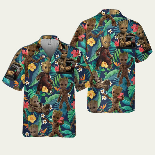 Baby Groot Hawaiian Shirt, Tropical Pattern