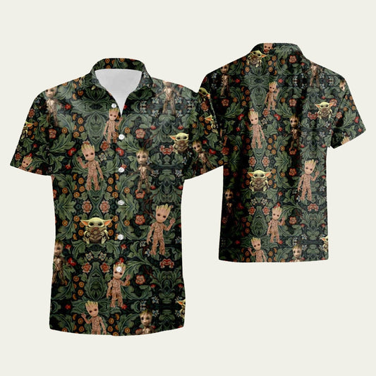 Baby Yoda and Groot Hawaiian Shirt