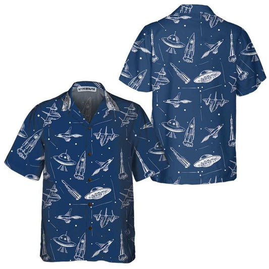 Space Aircraft Seamless Hawaiian Shirt