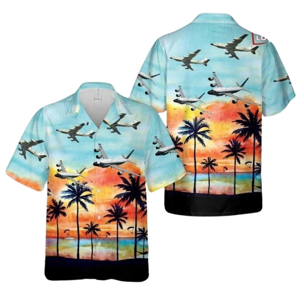 Usaf Rc-135 Rivet Joint Recon Airplane Hawaiian Shirt