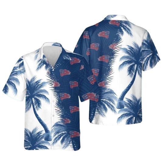USA Flag Patriotic Tropical Hawaiian Shirt