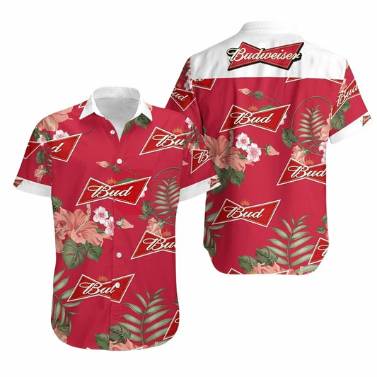 Red Budweiser Hawaiian Shirt