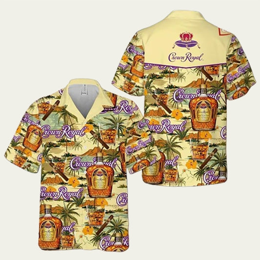 Palm Crown Royal Whisky Hawaiian Shirt