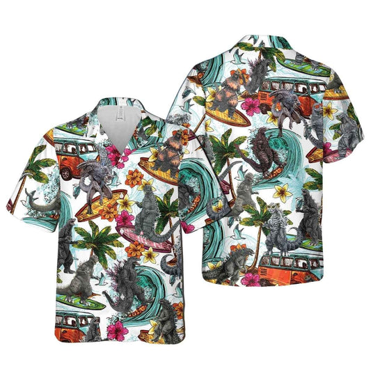 Godzilla Surfing Hawaiian Shirt