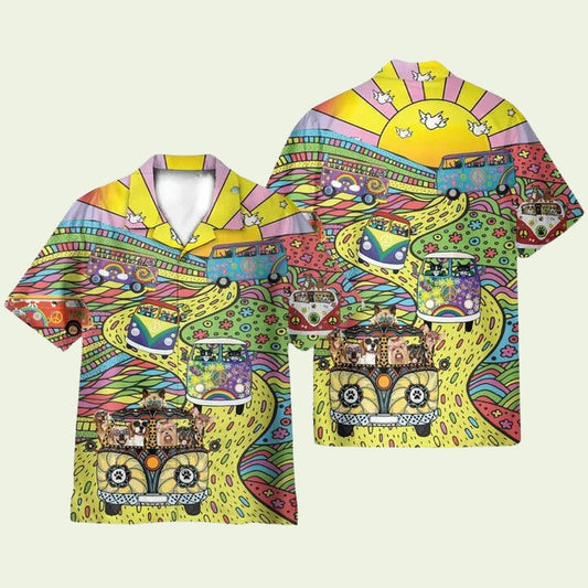 Colorful Bus Hippie Hawaiian Shirt