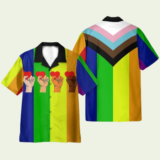 LGBT Hand Holding Heart Hawaiian Shirt