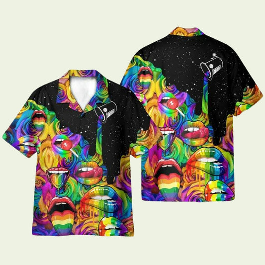 Lip Licking LGBT Pride Hawaiian Shirt