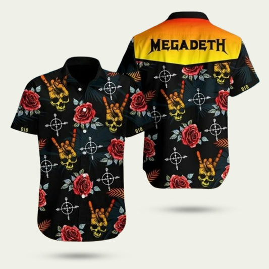 Skull Rose Megadeth Hawaiian Shirt