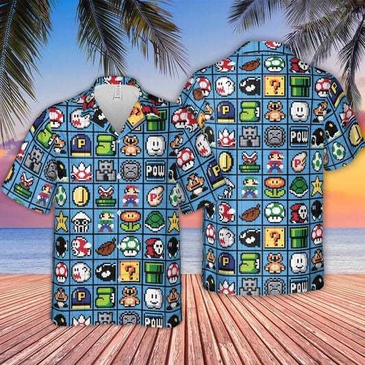 Mario Pixel Super Mario Hawaiian Shirt