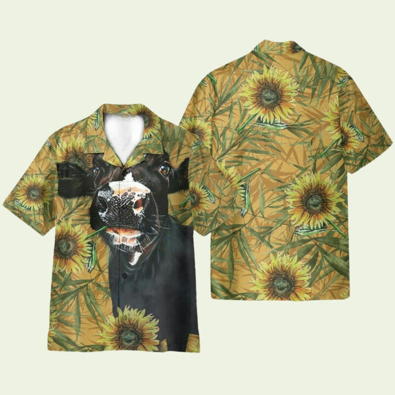 Dairy Cow Sunflower Hawaiian Shirt
