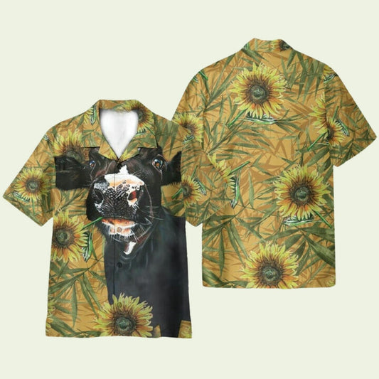 Dairy Cow Sunflower Hawaiian Shirt