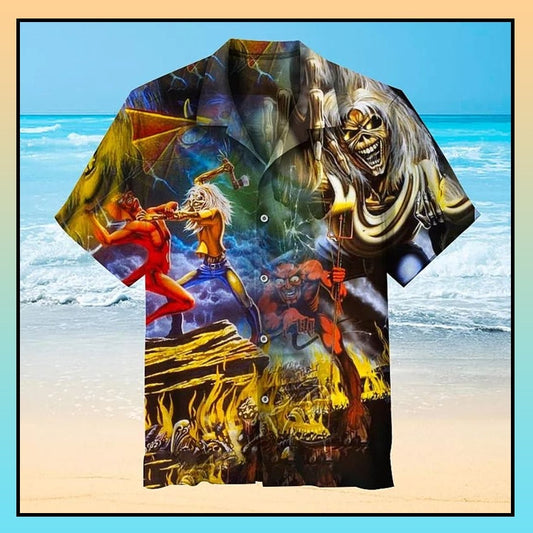 Iron Maiden Pattern Hawaiian Shirt