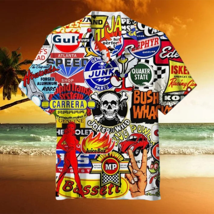 Racing Car Labelling Hawaiian Shirt