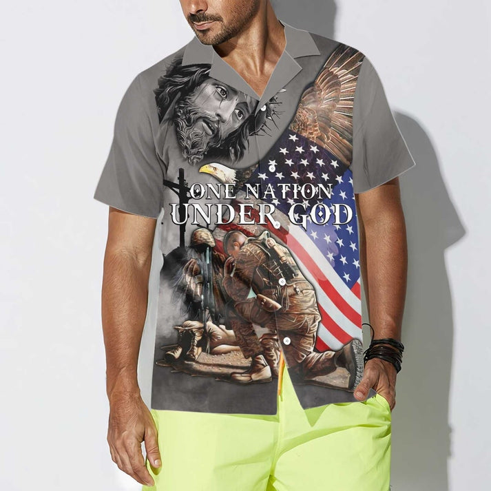 One Nation Under God Veteran Hawaiian Shirt