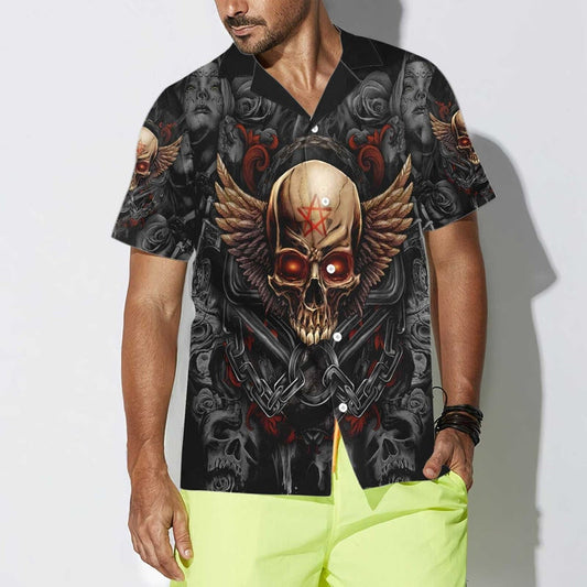 Gothic Skull Biker Hawaiian Shirt