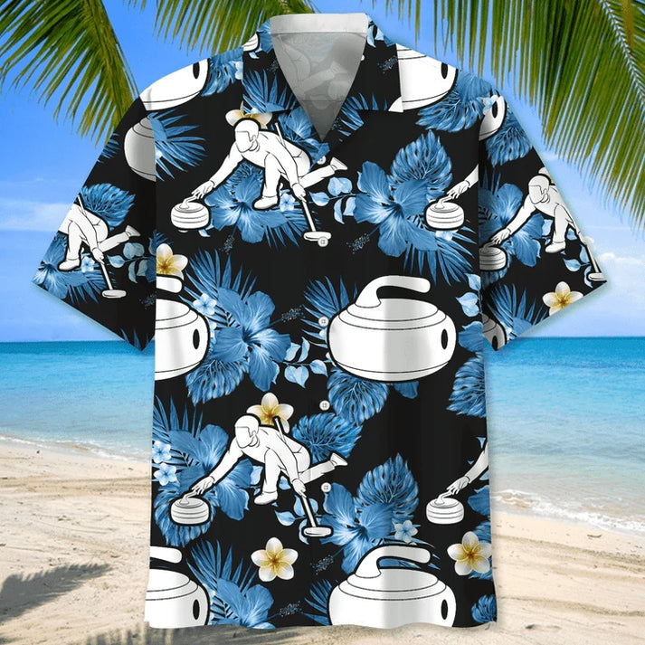 Curling Blue Nature Hawaiian Shirt