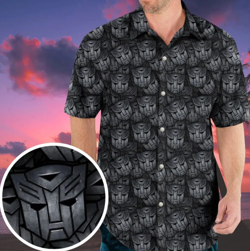 Black Transformers Pattern Hawaiian Shirt