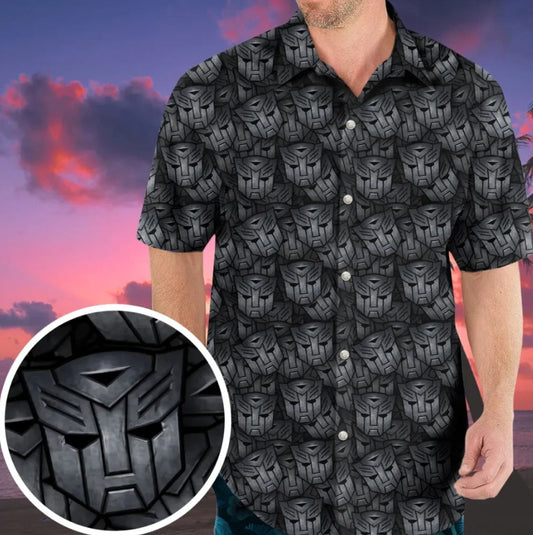 Black Transformers Pattern Hawaiian Shirt