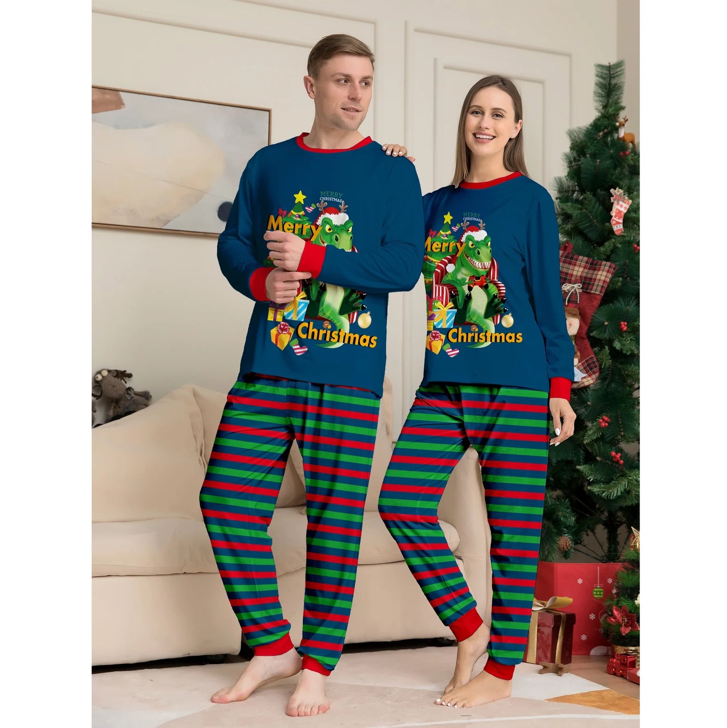 Cute T-rex Family Matching Christmas Pajamas