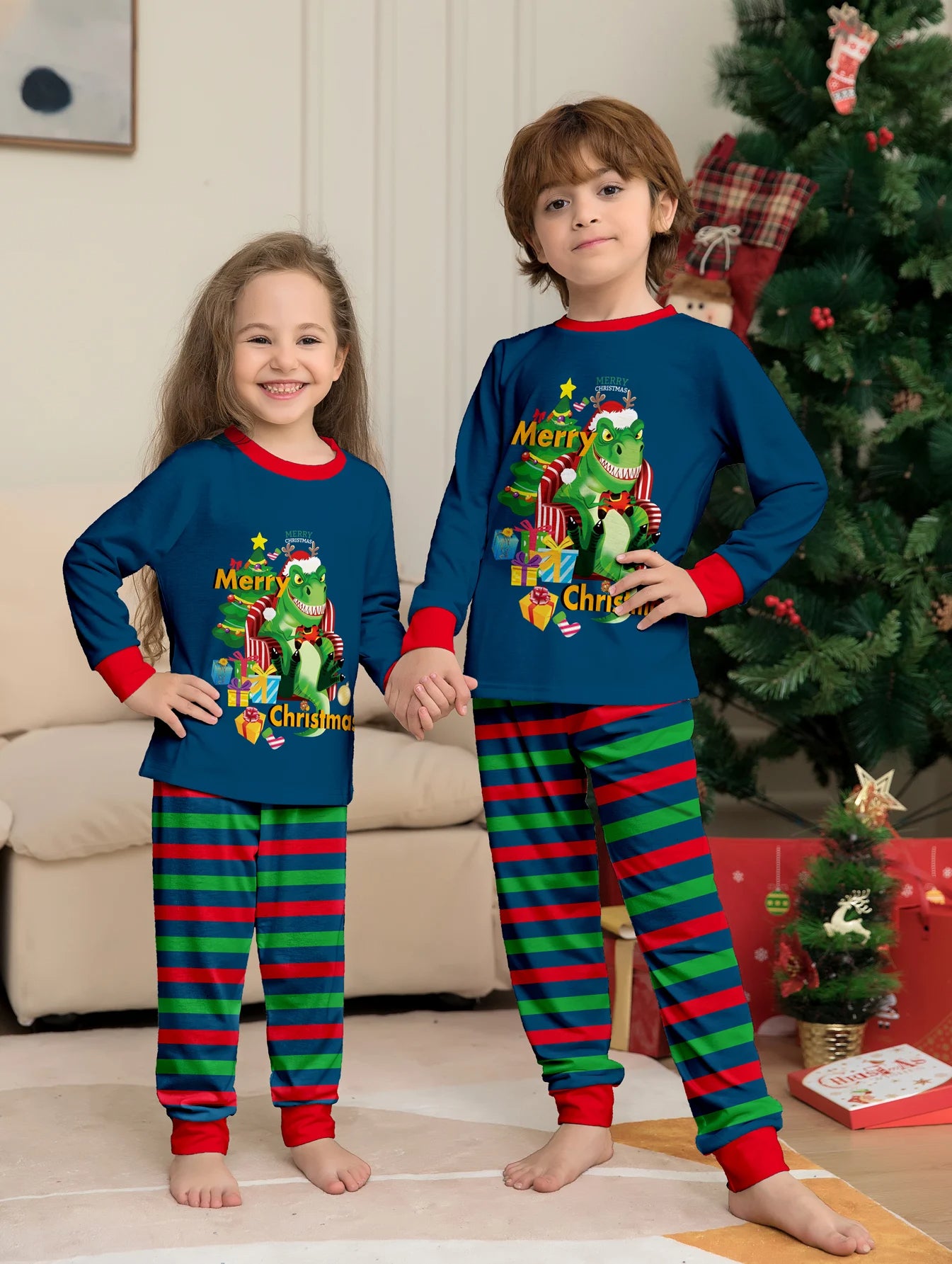 Cute T-rex Family Matching Christmas Pajamas