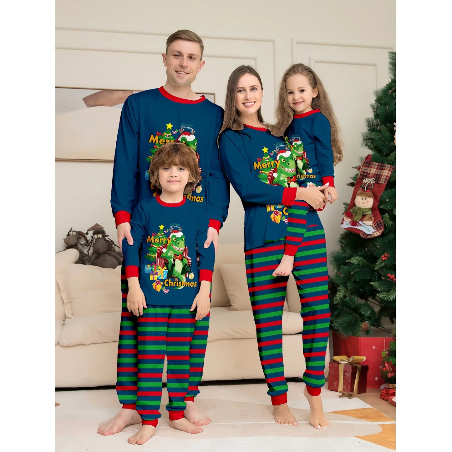 Cute T-rex Family Matching Christmas Pajamas