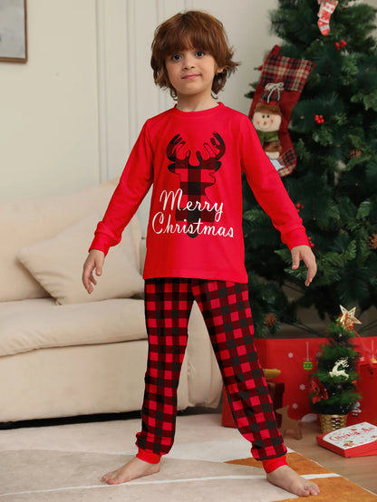 Elk Striped Matching Christmas Family Pajama Set