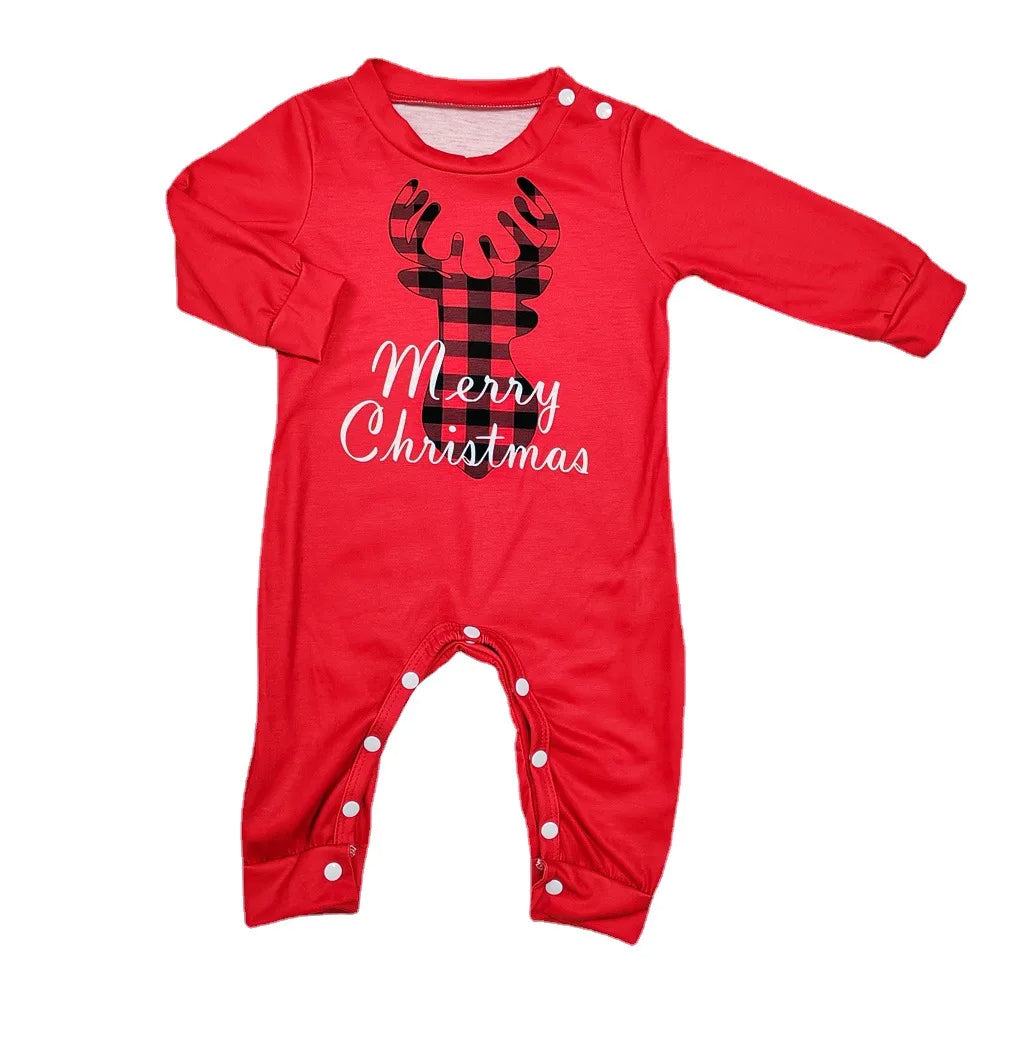 Elk Striped Matching Christmas Family Pajama Set