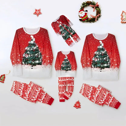 Family Christmas Pajamas Set, Xmas Tree Full Print