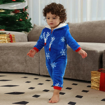 Blue Snowflake Christmas Family Pajamas Set