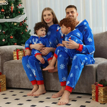 Blue Snowflake Christmas Family Pajamas Set