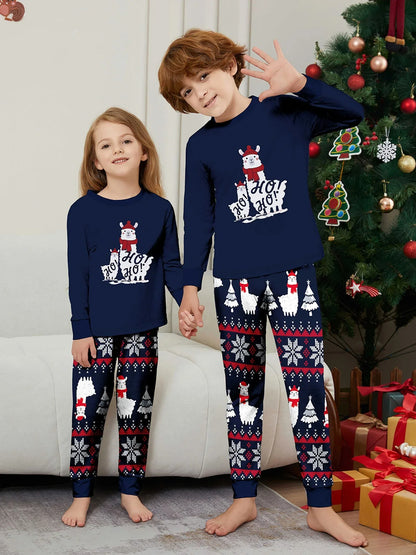 Cute Llama Christmas Family Pajamas Set