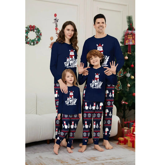 Cute Llama Christmas Family Pajamas Set