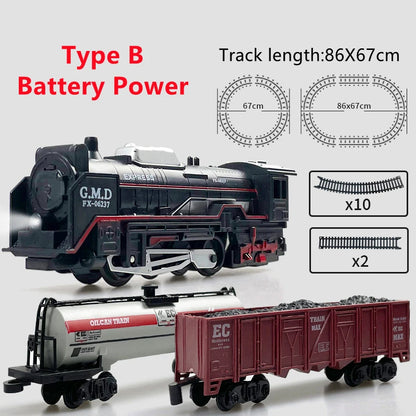 Classical Railway Freight Train with Track Toy