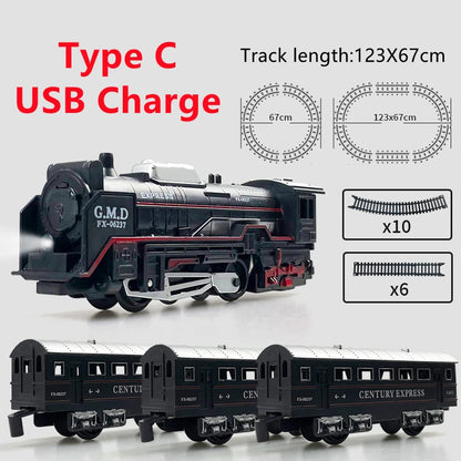 Classical Railway Freight Train with Track Toy