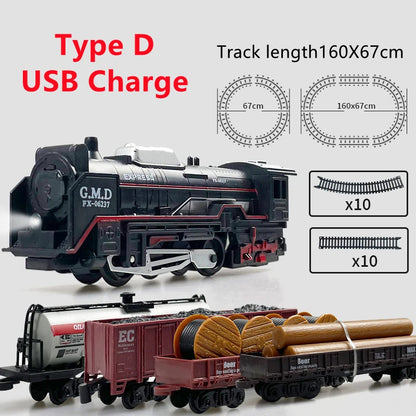 Classical Railway Freight Train with Track Toy