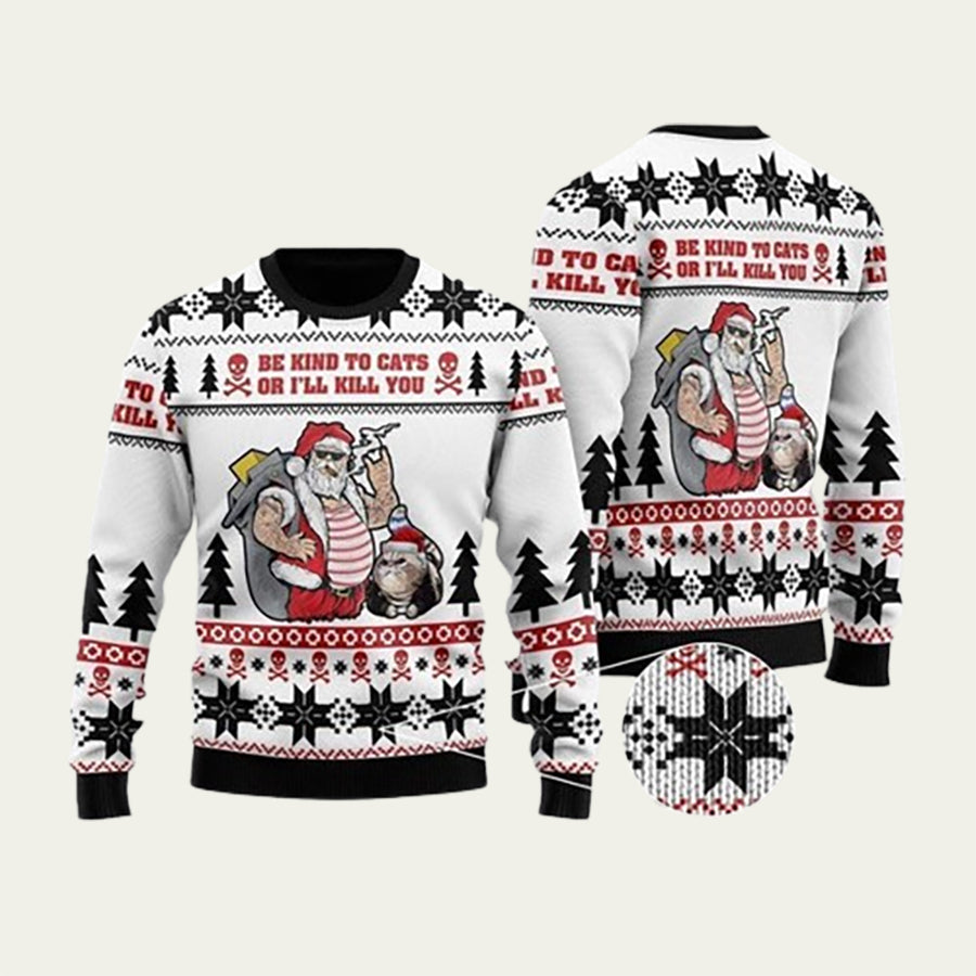 Be Kind To Cats Ugly Christmas Sweater