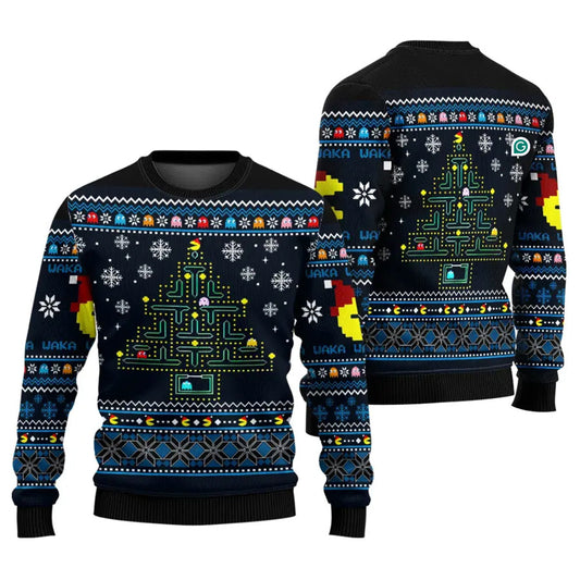 Pacman Tree Ugly Christmas Sweater