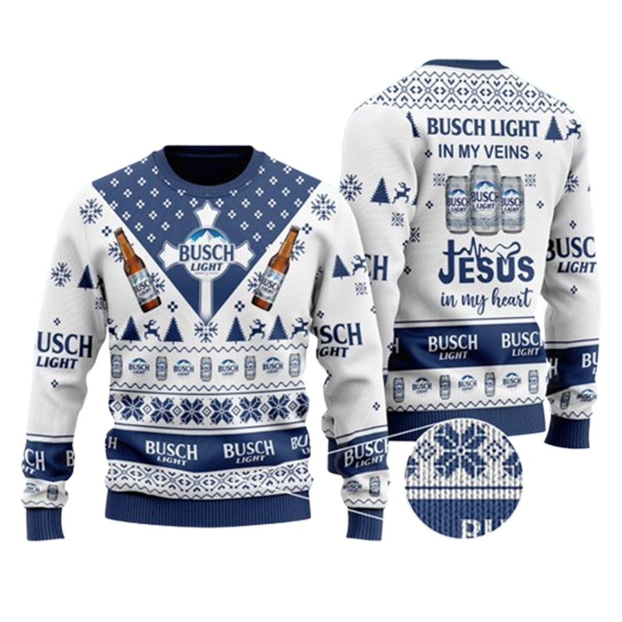 Busch Light & Jesus Ugly Christmas Sweater