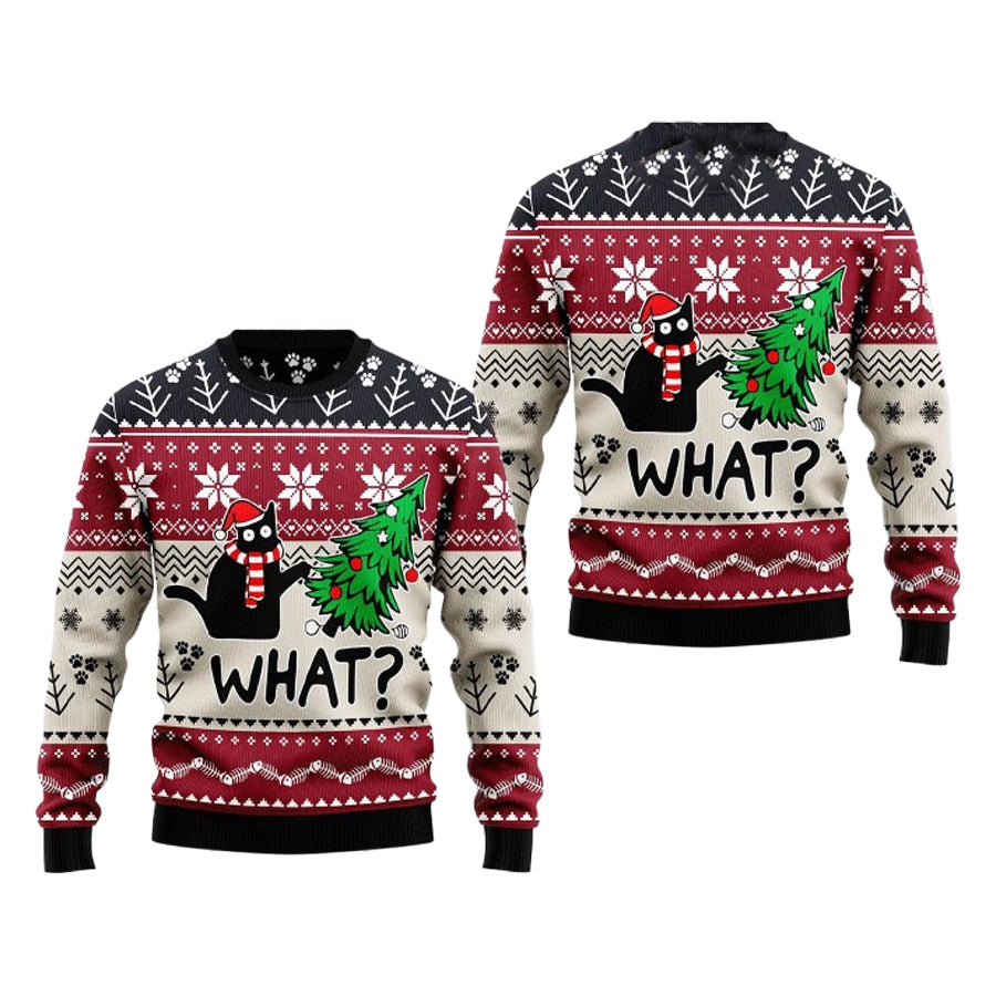 Christmas Cat What Ugly Christmas Sweater