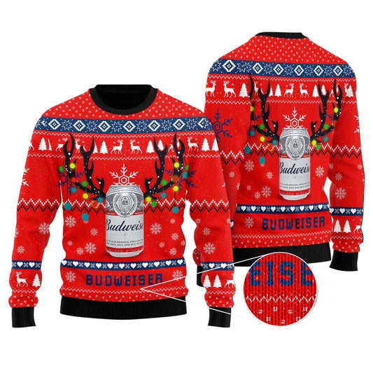 Deer Budweiser Ugly Christmas Sweater