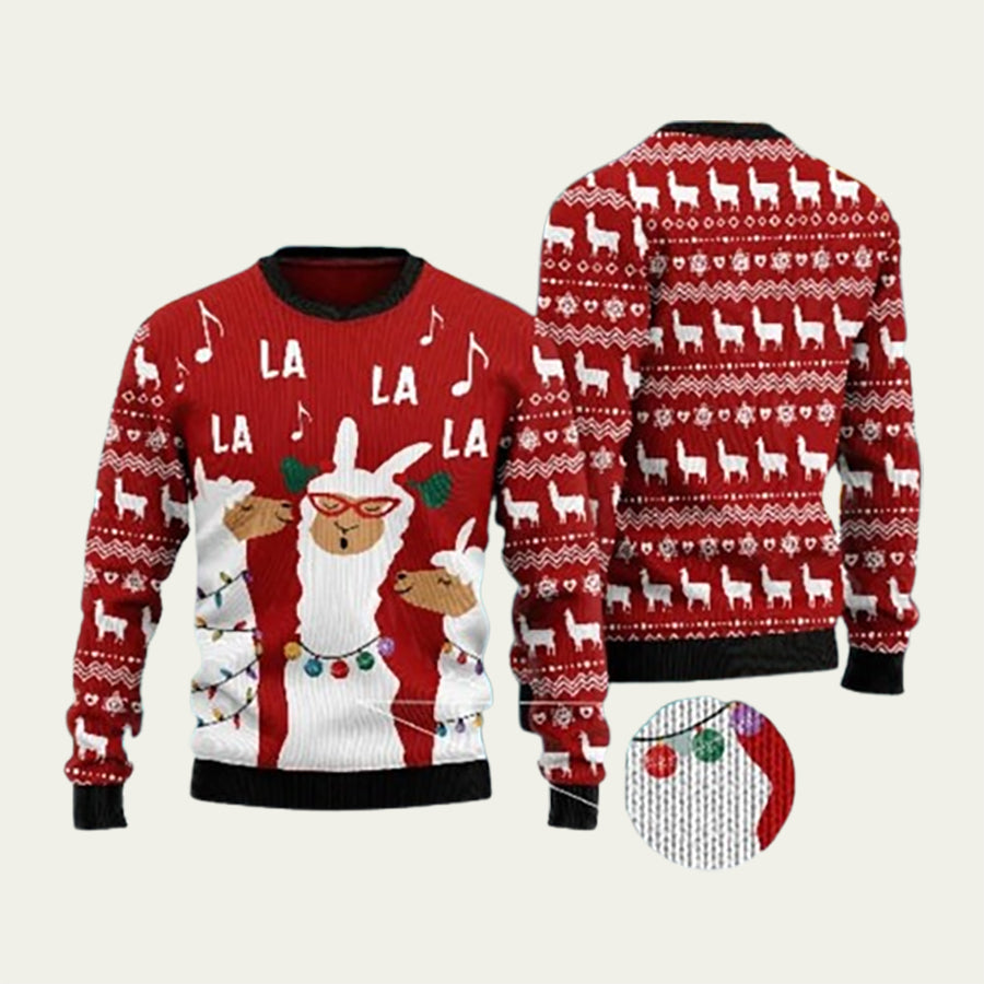 Three Llamas Singing Ugly Christmas Sweater