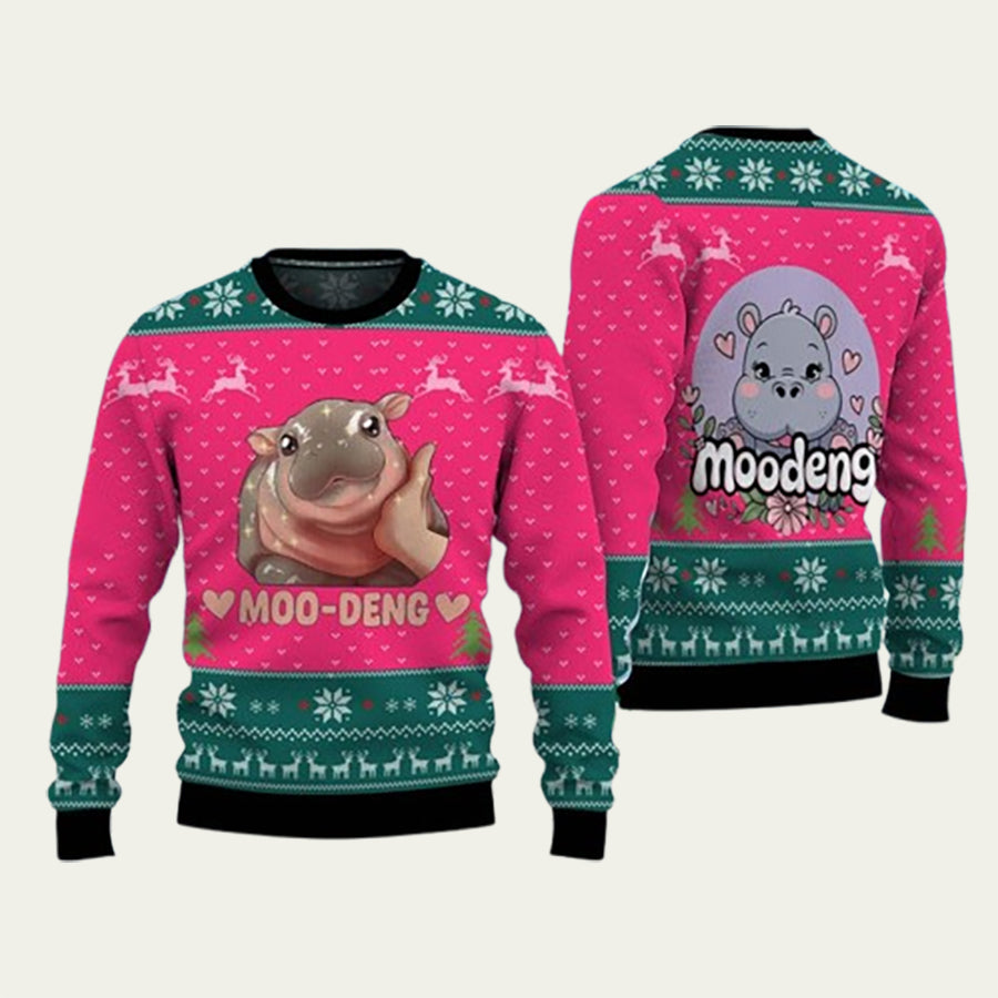Moo Deng Ugly Christmas Sweater