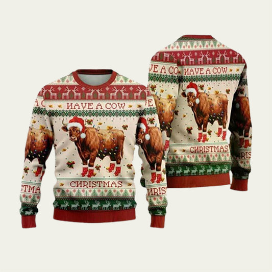 Red Angus Cows Ugly Christmas Sweater