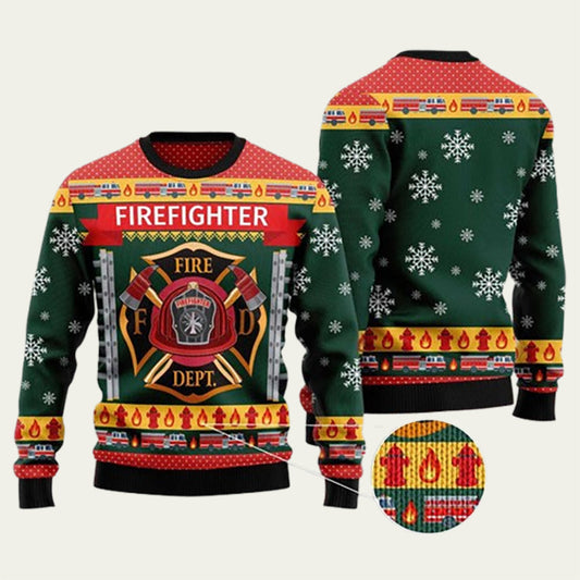 Firefighter Xmas Ugly Christmas Sweater